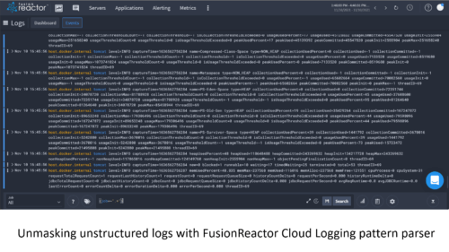 FusionReactor Cloud Logging LogQL pattern parser