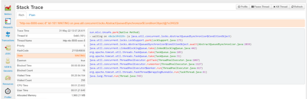 Comparing jstack and jcmd with FusionReactor