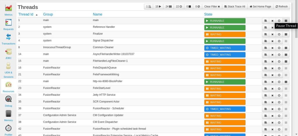 monitor non-heap memory paused thread