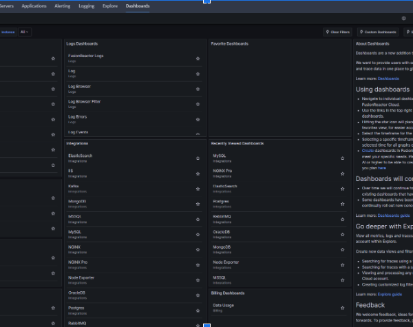 FusionReactor Dashboards