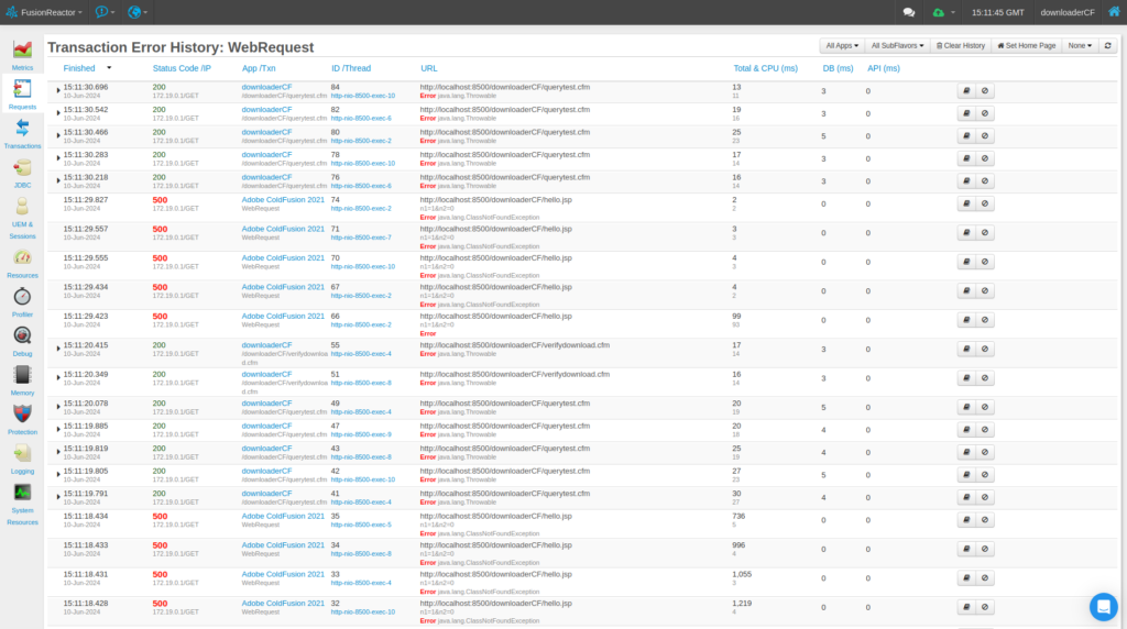 Less common ColdFusion errors