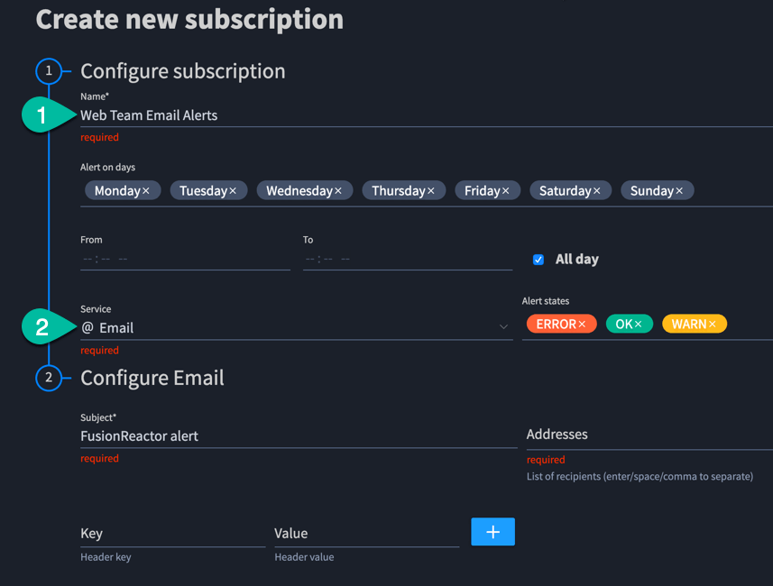 Alerting in FusionReactor for Docker Swarm