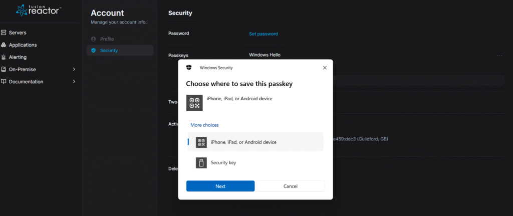fusionreactor authentication