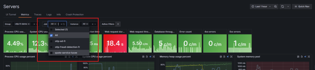Filtering and Navigation in FusionReactor Cloud